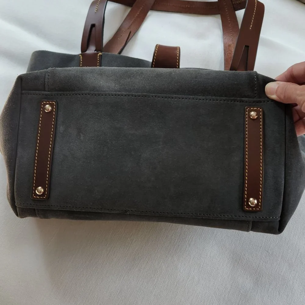 Dooney & Bourke East West Suede Shopper - Smoke Grey Rare HTF - Picture 5 of 6